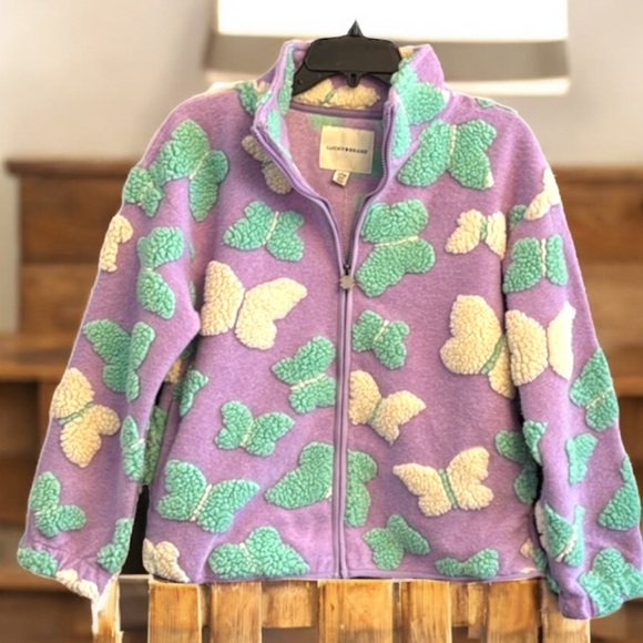 Lucky Brand Other - Lucky Brand Girls Plush Butterfly Front Zip Jacket